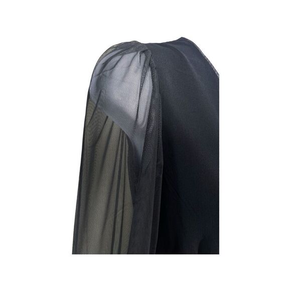 Desigual Black V-Neck Sheer Floral Overlay w/rhinestones Party Blouse XS - Picture 4 of 9